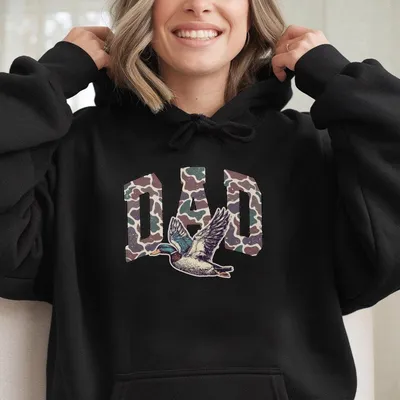 Dad Camo Duck Hunting Hoodie For Outdoor Enthusiasts Mallard Graphic Hoodie Perfect Gift For Fathers Bird Hunters