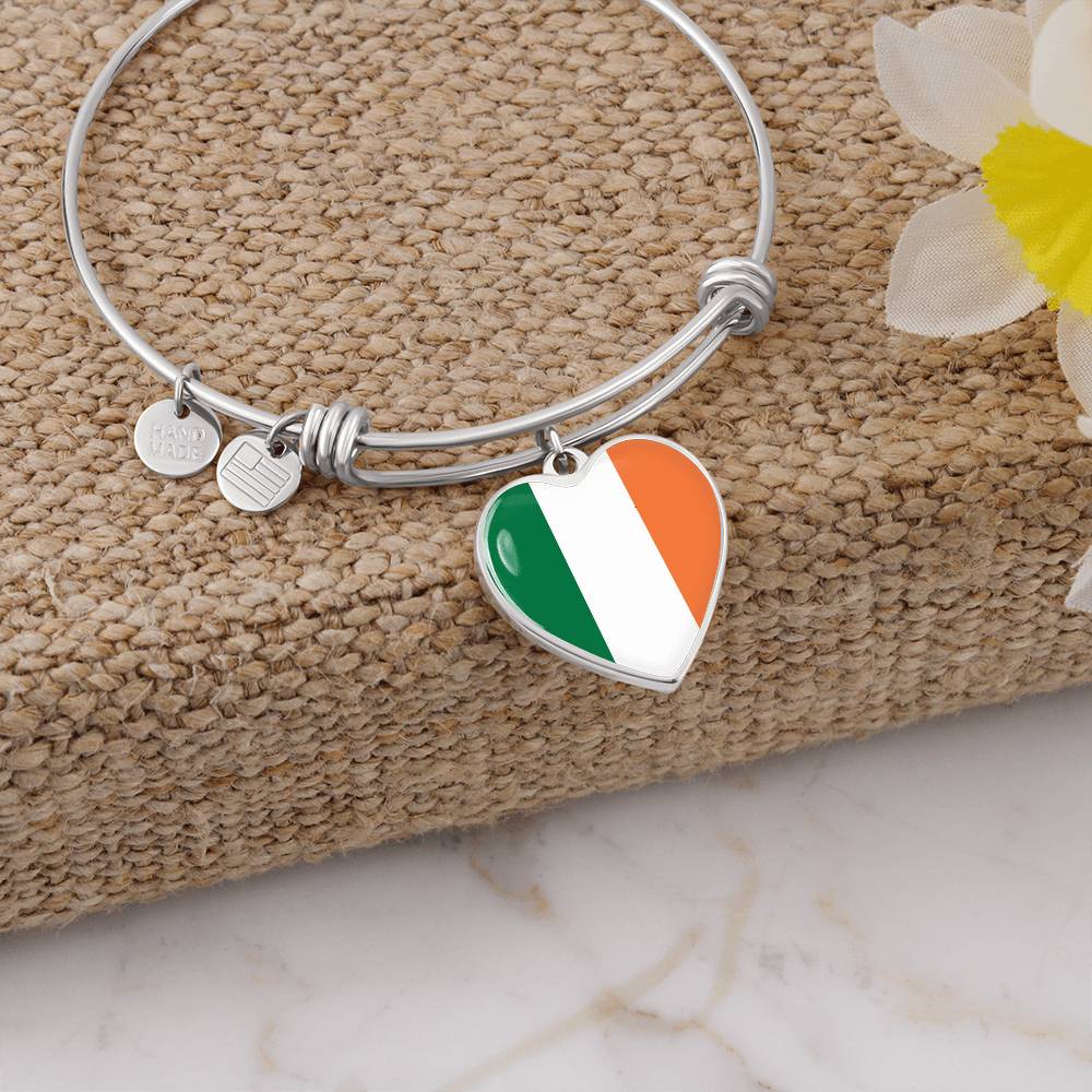 Irish Flag Heart Heart Bangle