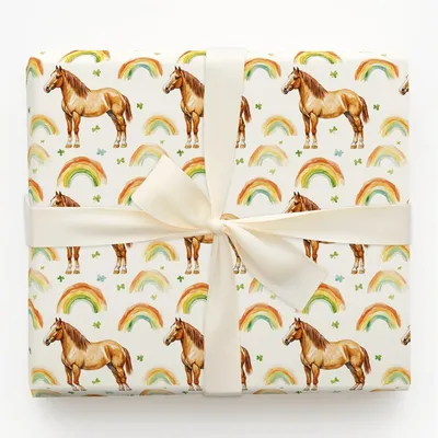 Rainbows with the Arabian Horse - Gift Wrap for Christmas, Holidays Wrapping Paper, Christmas Wrapping Paper