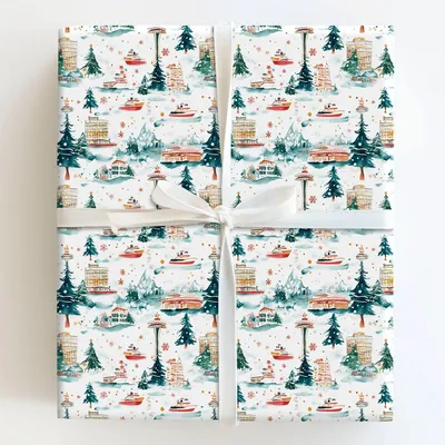 Festive Seattle - Gift Wrap for Christmas, Holidays Wrapping Paper, Christmas Wrapping Paper