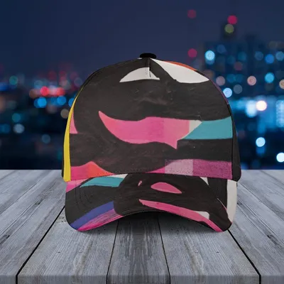 Baseball Cap Geometric Stripe Eye Motif With Bold Abstract Color Block Design Baseball Cap