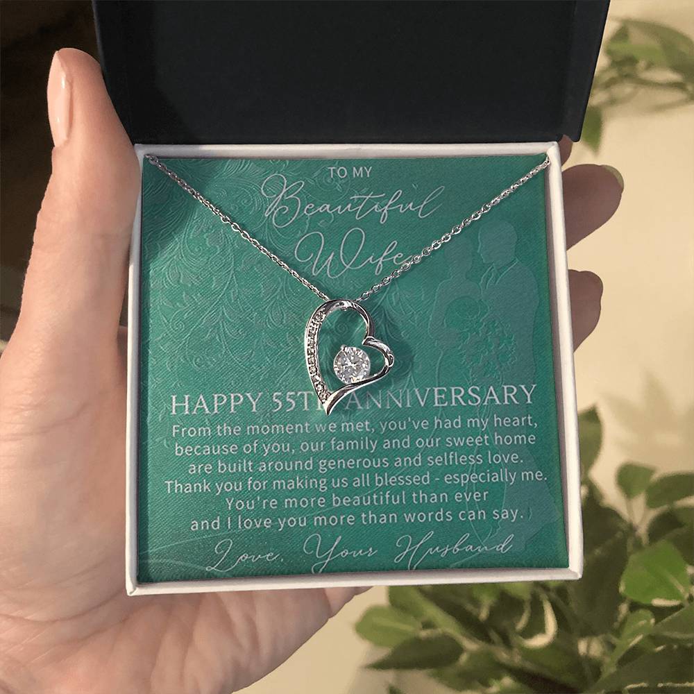 55 Year Wedding Anniversary Wife Gift Forever Love Necklace