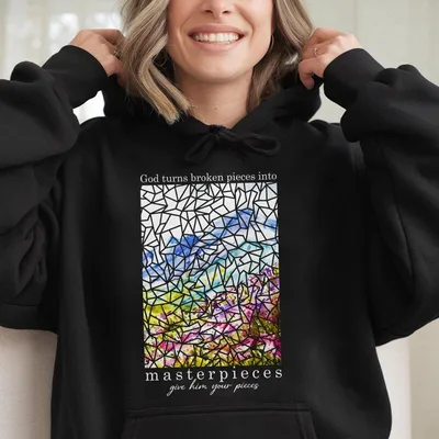 Masterpieces Christian Printing Hoodie, Bible Verse Hoodie,Cross Outfit, Faith Clothing, Jesus Lover Hoodie