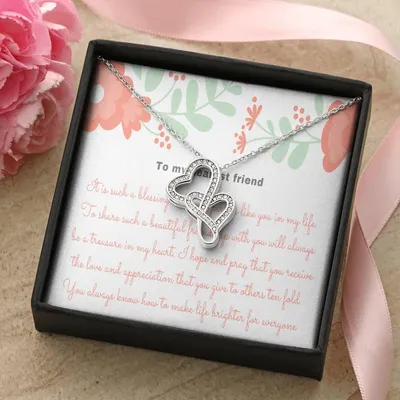 Appreciation Gift Thank You Gift Gift For Friend Best Friend Gift Gratitude Gift Best Friend Necklace Thank You For Be Double Hearts Necklace
