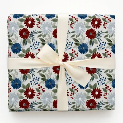 Gilded Petals - Gift Wrap for Christmas, Holidays Wrapping Paper, Christmas Wrapping Paper