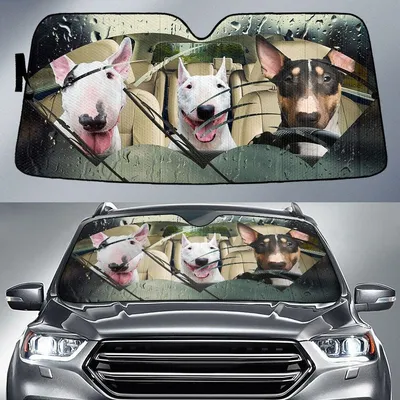 Bull Terrier Rainy Driving Car Sun Shade Cover Auto Windshield PrintSyde