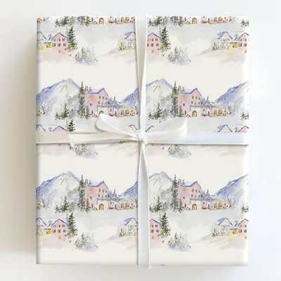 Mountain Town - Gift Wrap for Christmas, Holidays Wrapping Paper, Christmas Wrapping Paper