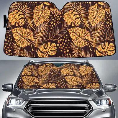 Elephant Ears And Acera Leaf Orange Leopard Skin Texture Car Sun Shades Cover Auto Windshield PrintSyde