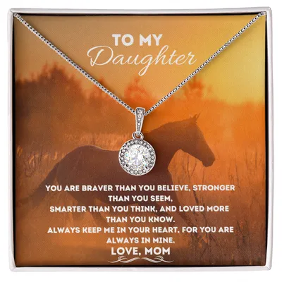 You Are Braver Than You Believe, To My Daughter, Horse Lover Gift, Horse Necklace, To My Daughter Horse Girl Necklace Gift For Daughter From Horse Mom Birthday Gift For Daughter, Daddy Daughter Gift, Sentimental Jewelry For Dad To Daughter