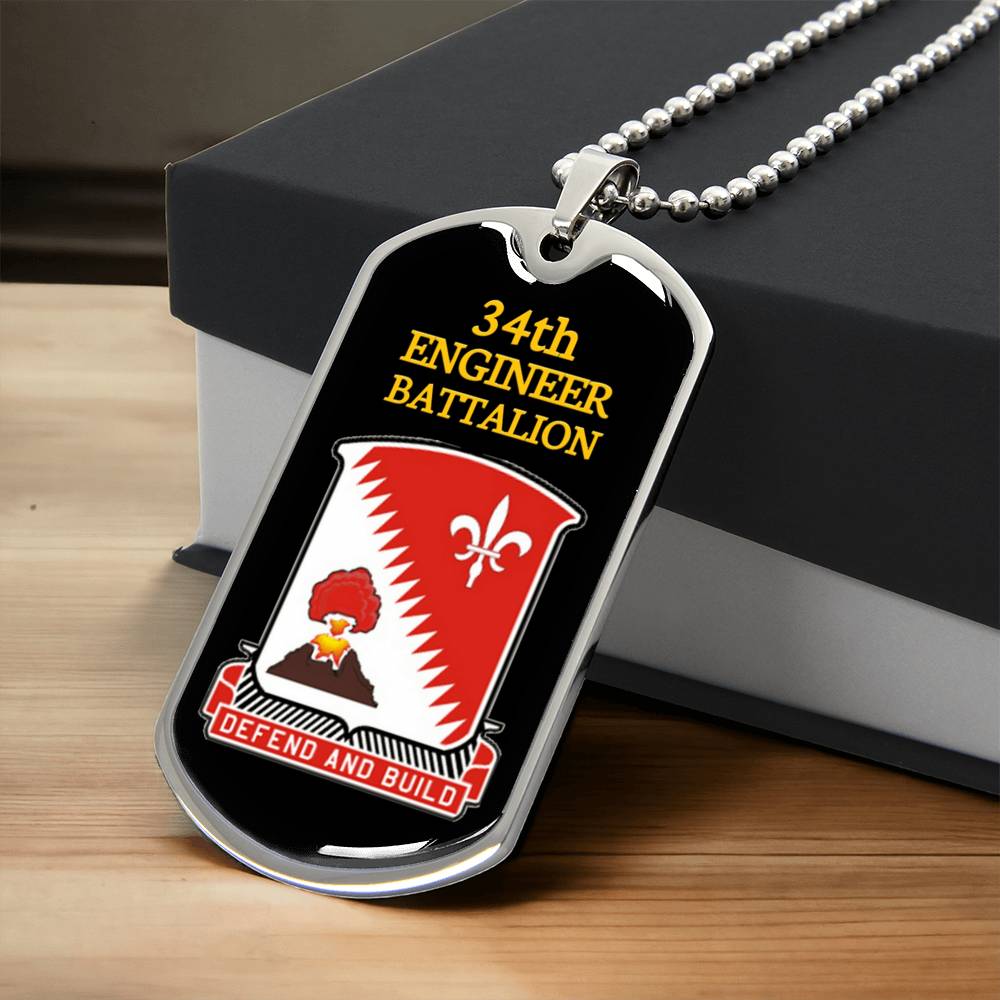 Awesome Dog Tag For 34Th Engineer Battalion - Army Tag Necklace, Dog Tag
