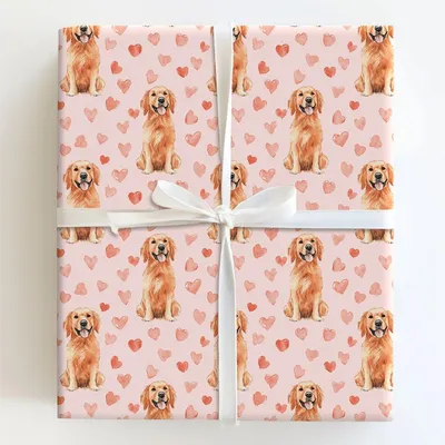 Red Golden Valentine - Gift Wrap for Christmas, Holidays Wrapping Paper, Christmas Wrapping Paper