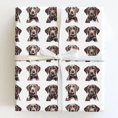 Black Tie with the Brown Labs - Gift Wrap for Christmas, Holidays Wrapping Paper, Christmas Wrapping Paper