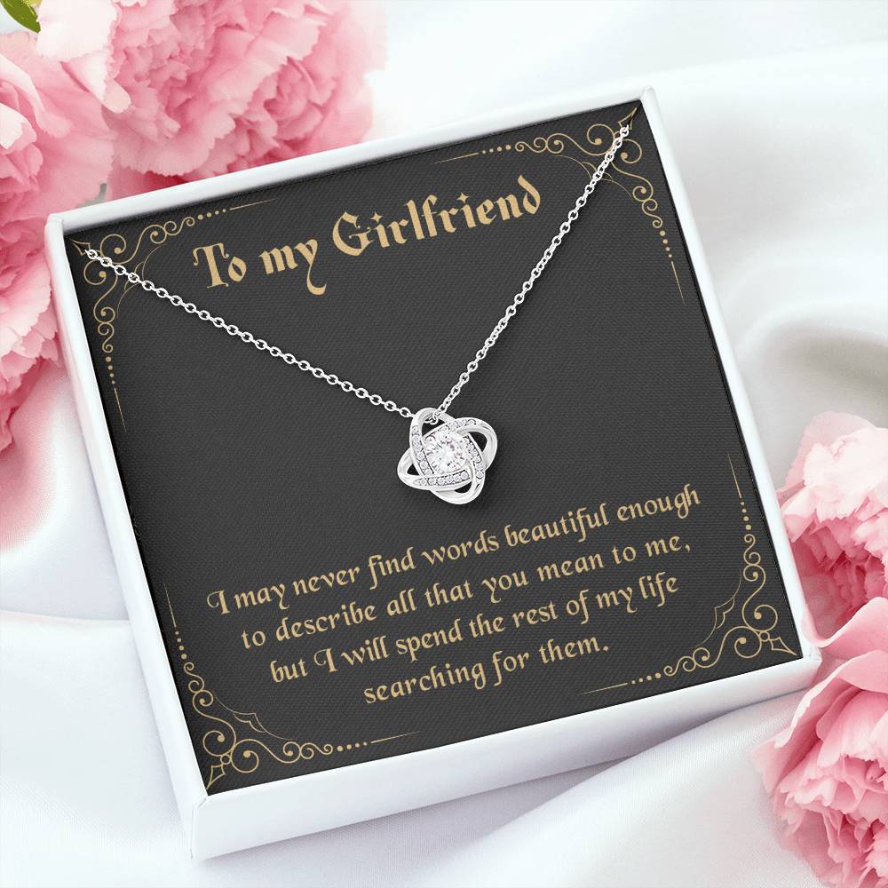 To my Girlfriend - Never Find The Words - Love Knot Necklace