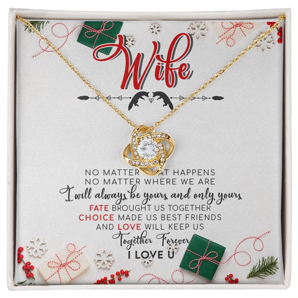 Wife Christmas Gift Message Card From Husband with Love Knot Necklace