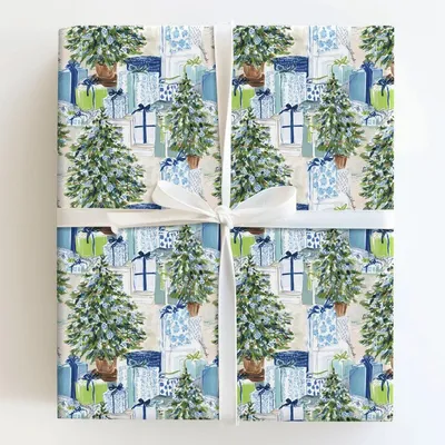 Chinoiserie Christmas - Gift Wrap for Christmas, Holidays Wrapping Paper, Christmas Wrapping Paper