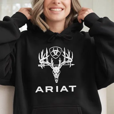 Ariat Men’S Black Graphic Hoodie, Western Cowboy Huntlng Style Comfortable Casual Outdoor Work Hoodie