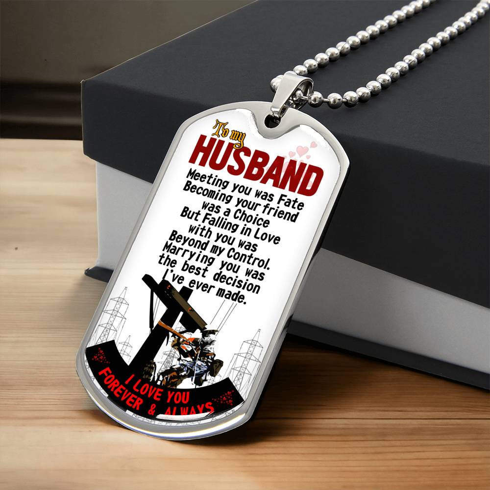 Electrician Profession - Electrician Husband - Electrician Husband Gift - Gift From Wife - Electrician's Wife - Electrician Jobs - Army Tag Necklace, Dog Tag