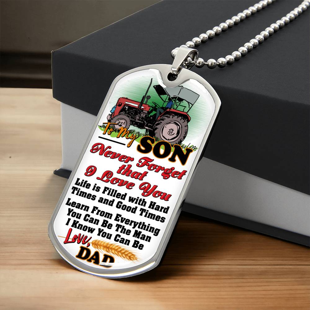 Farmer's Son - Premium Dog Tag - Army Tag Necklace, Dog Tag