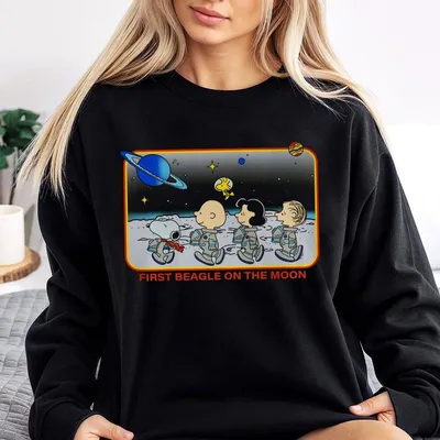 Junk Food Snoopy Peanuts Apollo 11 First Beagle On The Moon Sweatshirt Outfit, Sweatshirt Outfit Idea