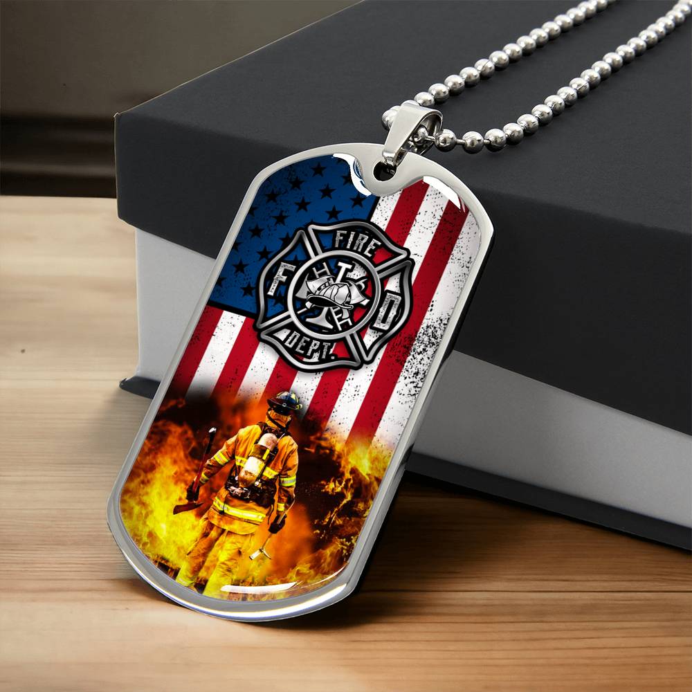 Firefighter Dog Tag Pendant Necklace Gifts Engraved Fireman's Dog Tag Engraved Firefighter Dog Tag Firefighter Dog Tags - Army Tag Necklace, Dog Tag