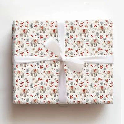 Yuletide Elephants - Gift Wrap for Christmas, Holidays Wrapping Paper, Christmas Wrapping Paper