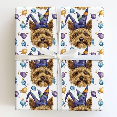 Mardi Gras Yorkie - Gift Wrap for Christmas, Holidays Wrapping Paper, Christmas Wrapping Paper
