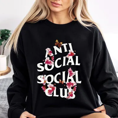 Anti Social Club Sweatshirt, Retro Y2k, Fitted, Casual, Unisex Cotton Sweatshirt, Menswear, Womenswear