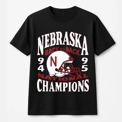 Nebraska Back To Back Champs 1994 1995 T-Shirt Vintage College Football Graphic T-Shirt Retro National Champions Top For Men