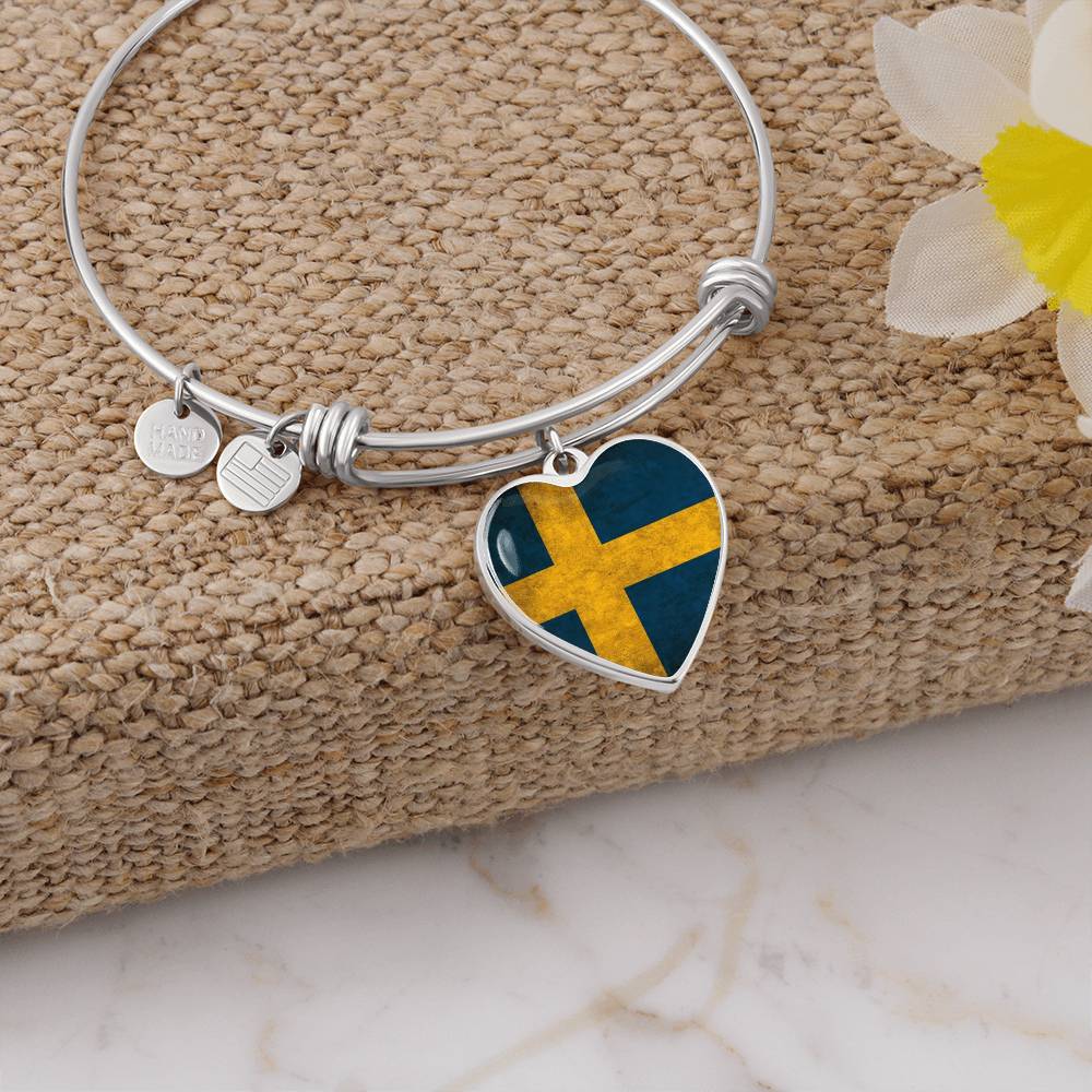 Sweden Heart Flag Heart Bangle