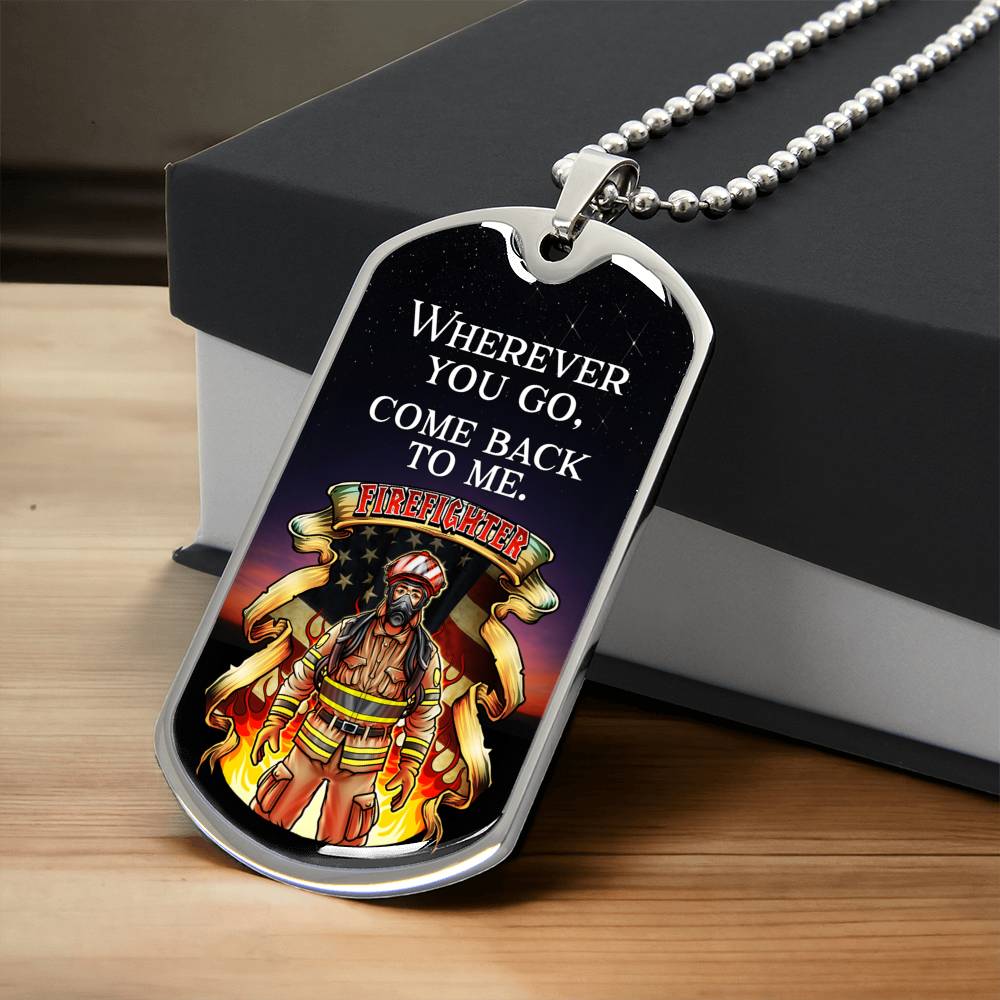 Gift For Firefighters - Army Tag Necklace, Dog Tag