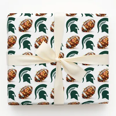 Spartan End Zone Lights - Gift Wrap for Christmas, Holidays Wrapping Paper, Christmas Wrapping Paper
