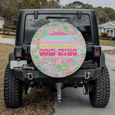 Good Vibes Tan Lines Spare Tire Cover - Beach Summer Aesthetic, Pastel Color Design Spare Tire Cover