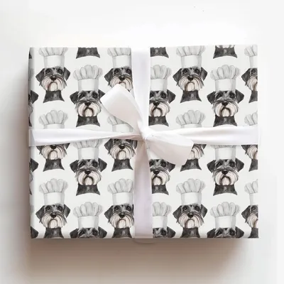 Cooking with the Schnauzer - Gift Wrap for Christmas, Holidays Wrapping Paper, Christmas Wrapping Paper