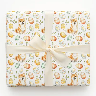 Easter Eggs with the Shiba Inu - Gift Wrap for Christmas, Holidays Wrapping Paper, Christmas Wrapping Paper