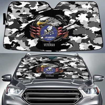 Bald Eagle American Flag Black White Camo Pattern Printed Car Sun Shades Cover Auto Windshield PrintSyde