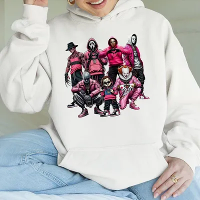Halloween Horror Characters Hoodie Pink Squad Hoodie Trending Hoodie Unisex Hoodie Comfy Soft Everyday Wear