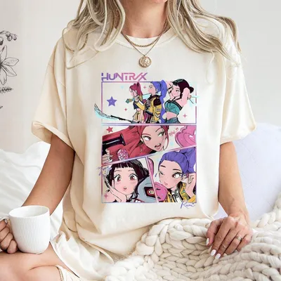 Kpop Demon Hunters T-Shirt Huntrix Girl Group T-Shirt Featuring Mira Rumi Joey Kpop Idol Merch Gift For Huntrix Fans