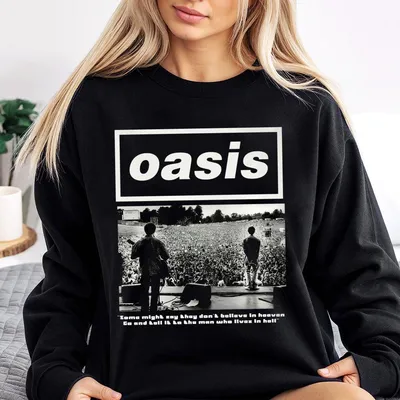 Vintage Oversized Oasis Band Sweatshirt Retro Music Sweatshirt For Men Women  Concert Sweatshirt Cool Gift For Rock Fabric