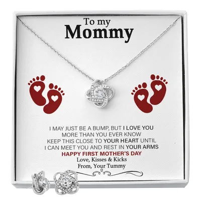 To My Mommy - From Your Tummy - Pregnancy Gift For First Time Mom - Mother's Day Gift - Luxury Necklace, To My Mommy From Tummy, Necklace Pendant For Her, Pregnancy Gift For Mommy, Gift For Mommy From Baby Bump, Mom Necklace Jewelry