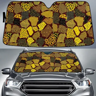 Collection Of Yellow Dot Pattern Abstract Theme Car Sun Shades Cover Auto Windshield PrintSyde