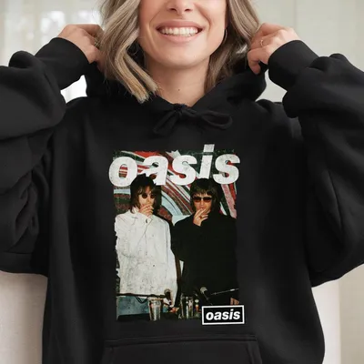 Oasis Uk Tour Graphic Hoodie Vintage 1990s Rock Hoodie With Bold Print Perfect Gift For Britpop Music Fans Unisex Com