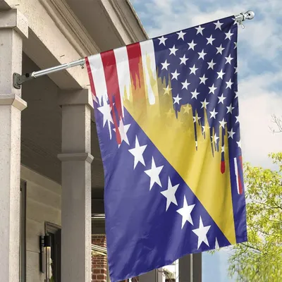 Bosnian American Flag Friendship, House Flag Decoration Vertical House Flag