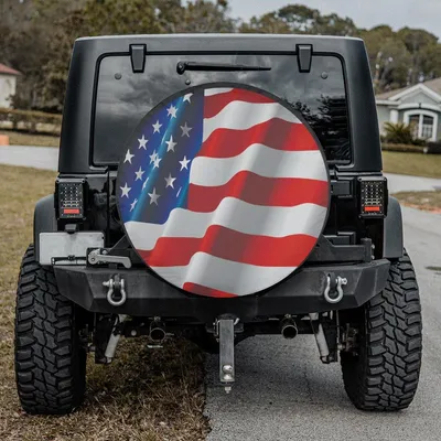 American Flag Car Spare Tire Cover, Usa Flag Design, Patriotic Tire Cover Gift For Campers And Travelers Spare Tire Cover