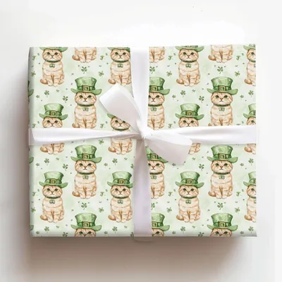 Leprechaun Scottish Fold - Gift Wrap for Christmas, Holidays Wrapping Paper, Christmas Wrapping Paper
