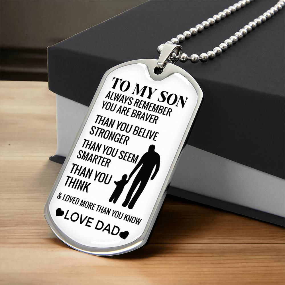 Dog Tag Pendant With Military Ball Chain,Gift For Son. Love Your Dad! - Army Tag Necklace, Dog Tag