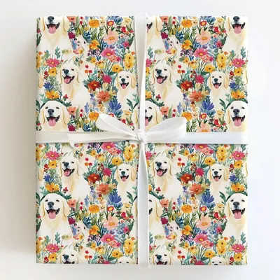 Garden with the White Lab - Gift Wrap for Christmas, Holidays Wrapping Paper, Christmas Wrapping Paper