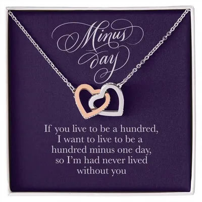Necklace With Romantic Card -Valentines Day Anniversary Birthday Gift For Her Interlocking Hearts Necklace