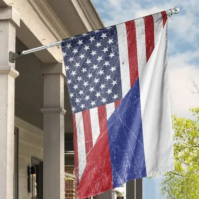 American Russia Flag Russian Friendship, House Flag Decoration Vertical House Flag