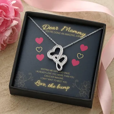 Dear Mommy Love Hearts Necklace Double Hearts Necklace