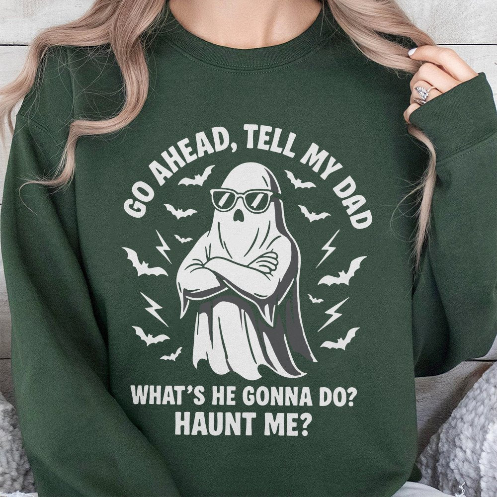 Funny Ghost Halloween Sweatshirt – Retro Boo Sheet Graphic Crewneck Unisex Top